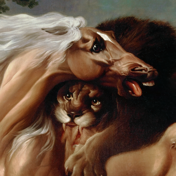 A Lion Attacking a Horse (1762) by George Stubbs - Romantic Art Print (Unframed) (5"x7")