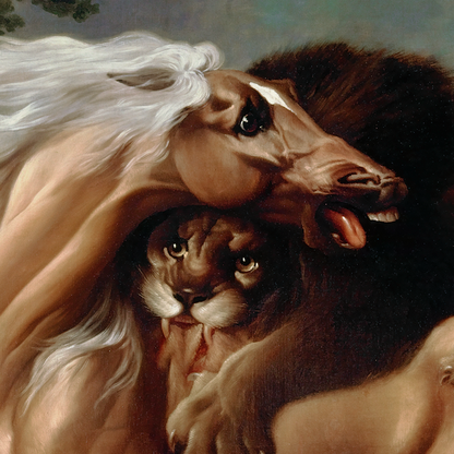 A Lion Attacking a Horse (1762) by George Stubbs - Romantic Art Print (Unframed) (5"x7")