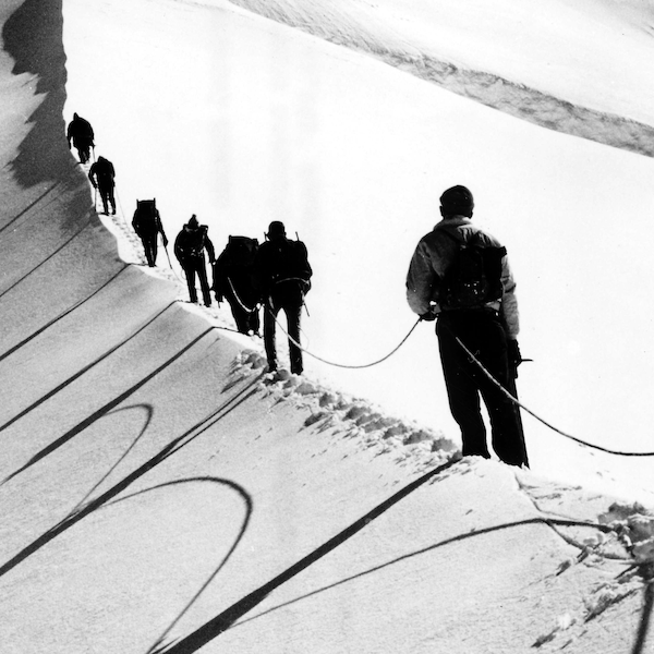 Mazamas on Mount Hood (1923) by Ralph J. Eddy - Vintage Mountaineering Photo (Framed and Matted) (12"x16")