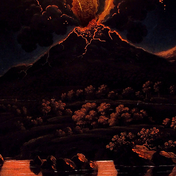 Eruption of Mount Etna at Night (c. 1820) - Romantic Era Aquatint Print (Unframed)