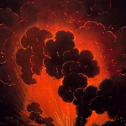 Eruption of Mount Etna at Night (c. 1820) - Romantic Era Aquatint Print (Unframed)