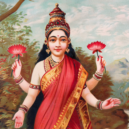 Lakshmi (1894) by Raja Ravi Varma - Vintage Goddess Art Print (Unframed)