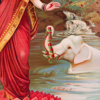 Lakshmi (1894) by Raja Ravi Varma - Vintage Goddess Art Print (Unframed)
