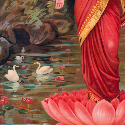 Lakshmi (1894) by Raja Ravi Varma - Vintage Goddess Art Print (Unframed)