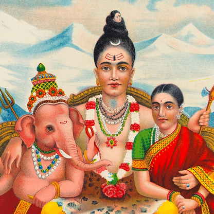 Shri Shankara Shiva (c. 1890-1920) - Vintage Hindu God Art Print (Unframed) (5"x7")