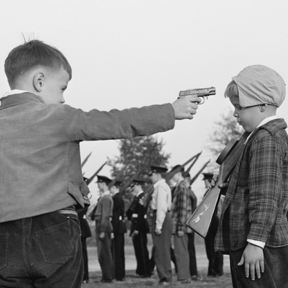 Boys with Toy Gun, Washington D.C. (1943) by Esther Bubley - Historic Photo Print (Framed and Matted)