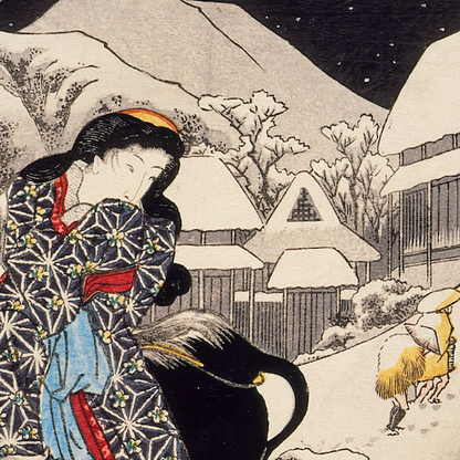 View of Kanbara, from the Fifty-three Stations of the Tōkaidō, by Utagawa Kunisada - Ukiyo-e Art Print (Unframed) (5"x7")